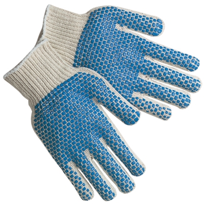 PVC Blue Dot Knit Gloves - Large - 12/Pairs  case