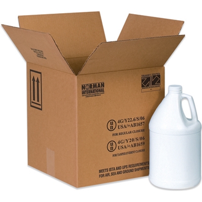 6 x 6 x 12 3/4" 1 - 1 Gallon Plastic Jug Haz Mat Boxes - 20/Bundle