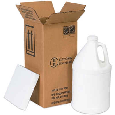 6 x 6 x 12 3/4" 1 - 1 Gallon Plastic Jug Shipper Kit - 1/Each