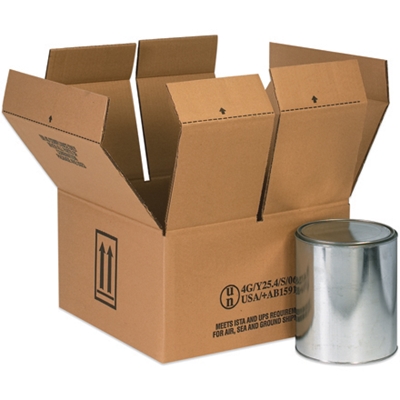 9 7/16 x 9 7/16 x 5" 4 - 1 Quart Haz Mat Boxes - 25/Bundle