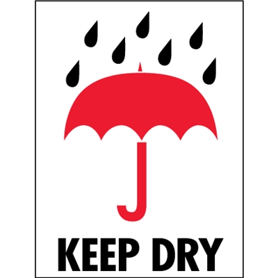 3 x 4" - "Keep Dry" Labels - 500/Roll