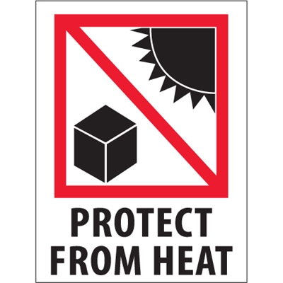 3 x 4" - "Protect from Heat" Labels - 500/Roll