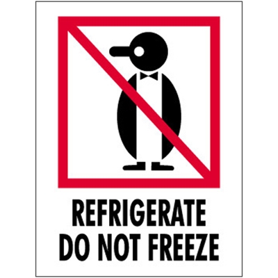 3 x 4" - "Refrigerate - Do Not Freeze" Labels - 500/Roll