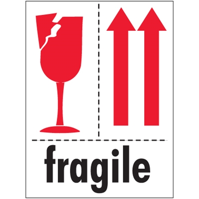 3 x 4" - "Fragile" Labels - 500/Roll