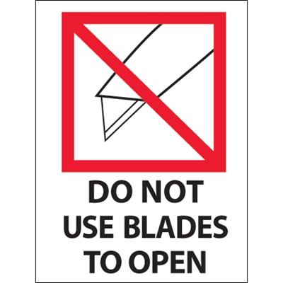 3 x 4" - "Do Not Use Blades to Open" Labels - 500/Roll