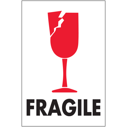 4 x 6" - "Fragile" Labels - 500/Roll