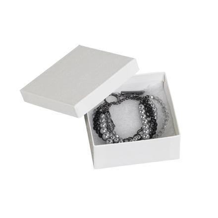 2 1/2 x 1 1/2 x 7/8" White Jewelry Boxes - 100/Case