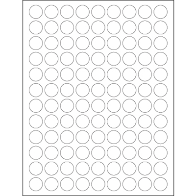 3/4" White Circle Laser Labels - 10800/Case