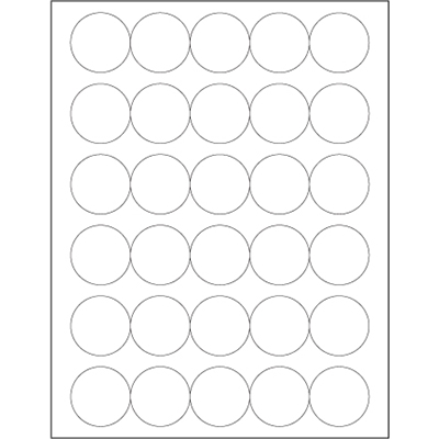 1 1/2" White Circle Laser Labels - 3000/Case