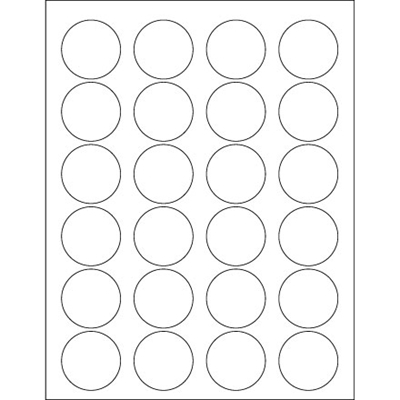 1.625" White Circle Laser Labels - 2400/Case