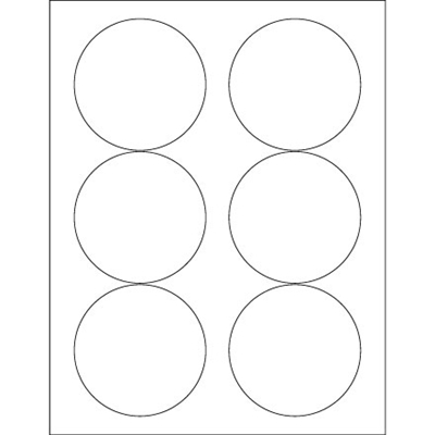 3.33" White Circle Laser Labels - 600/Case