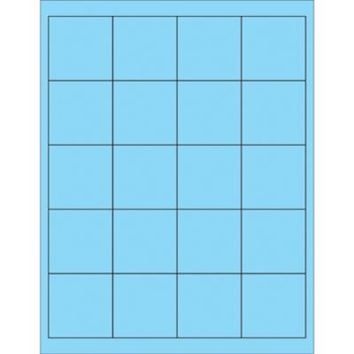 2" x 2" Fluorescent Pastel Blue Rectangle Laser Labels - 2000/Case