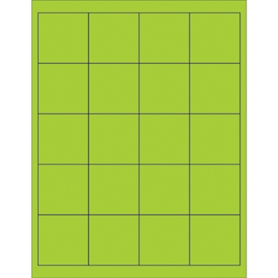 2 x 2" Fluorescent Green Rectangle Laser Labels - 2000/Case