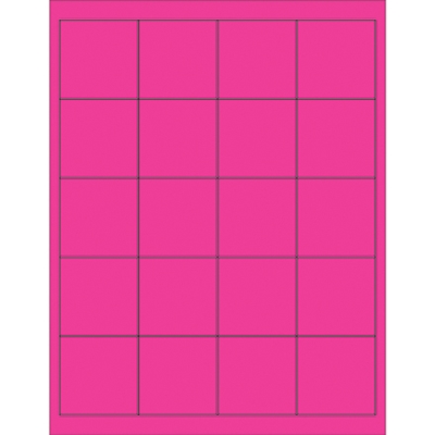 2 x 2" Fluorescent Pink Rectangle Laser Labels - 2000/Case