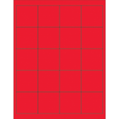 2 x 2"Fluorescent  Red Rectangle Laser Labels - 2000/Case