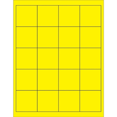 2 x 2" Fluorescent Yellow Rectangle Laser Labels - 2000/Case