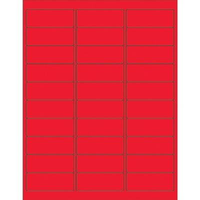 2 5/8 x 1" Fluorescent Red Rectangle Laser Labels - 3000/Case