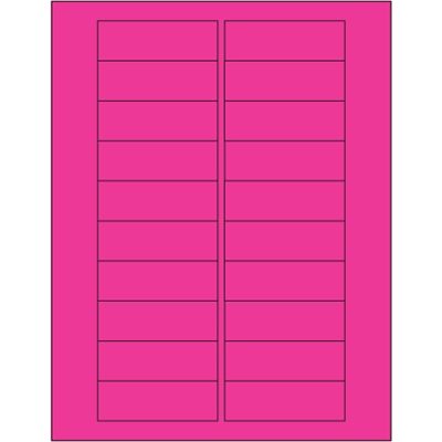 3 x 1" Fluorescent Pink Rectangle Laser Labels - 2000/Case