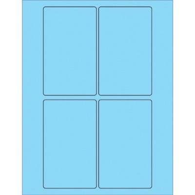 3 x 5" Fluorescent Pastel Blue Rectangle Laser Labels - 400/Case