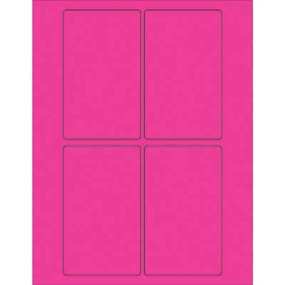 3 x 5" Fluorescent Pink Rectangle Laser Labels - 400/Case