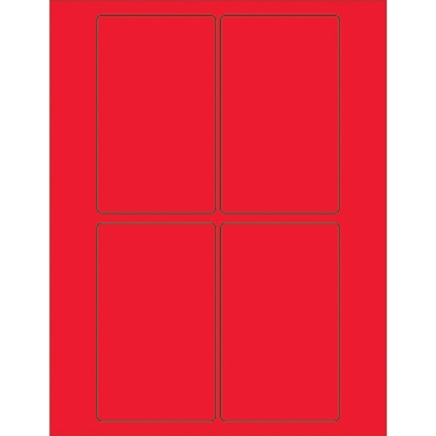 3 x 5" Fluorescent Red Rectangle Laser Labels - 400/Case