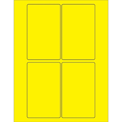 3 x 5" Fluorescent Yellow Rectangle Laser Labels - 400/Case