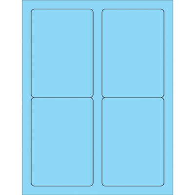 3 1/2 x 5" Fluorescent Pastel Blue Rectangle Laser Labels - 400/Case