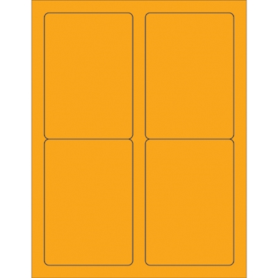 3 1/2 x 5" Fluorescent Orange Rectangle Laser Labels - 400/Case