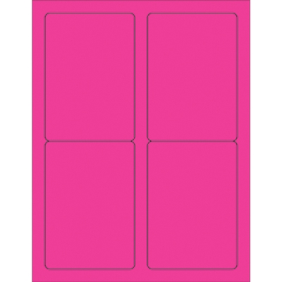 3 1/2 x 5" Fluorescent Pink Rectangle Laser Labels - 400/Case