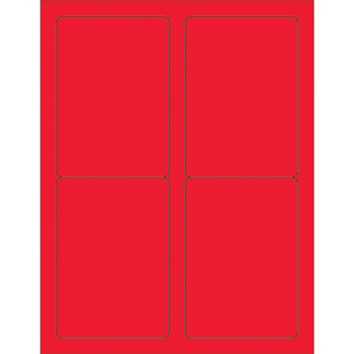 3 1/2 x 5" Fluorescent Red Rectangle Laser Labels - 400/Case