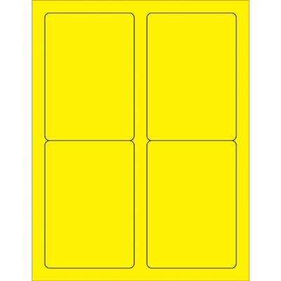 3 1/2 x 5" Fluorescent Yellow Rectangle Laser Labels - 400/Case