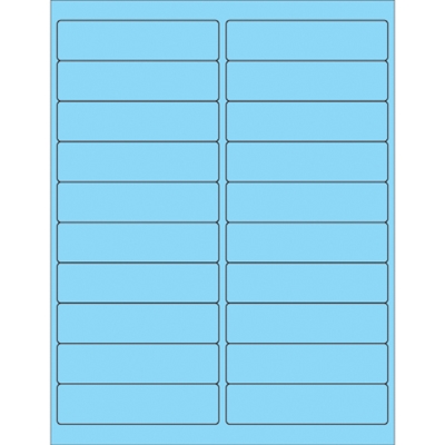 4 x 1" Fluorescent Pastel Blue Rectangle Laser Labels - 2000/Case