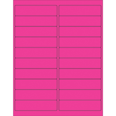 4 x 1" Fluorescent Pink Rectangle Laser Labels - 2000/Case