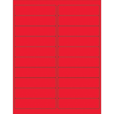 4 x 1" Fluorescent Red Rectangle Laser Labels - 2000/Case