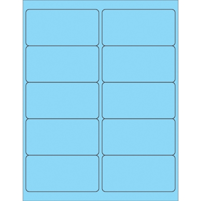 4 x 2" Fluorescent Pastel Blue Rectangle Laser Labels - 1000/Case