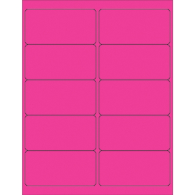 4 x 2" Fluorescent Pink Rectangle Laser Labels - 1000/Case