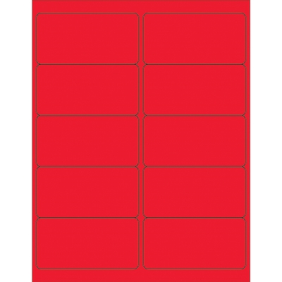 4 x 2" Fluorescent Red Rectangle Laser Labels - 1000/Case