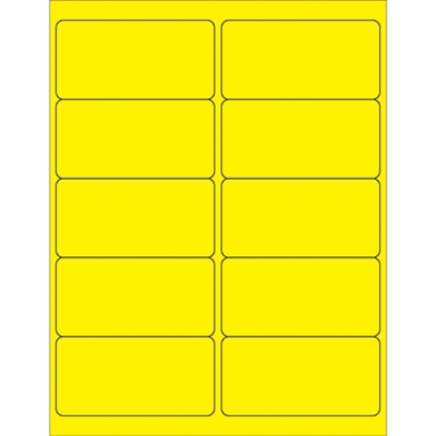 4 x 2" Fluorescent Yellow Rectangle Laser Labels - 1000/Case