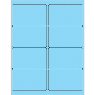 4 x 2 1/2" Fluorescent Pastel Blue Rectangle Laser Labels - 800/Case