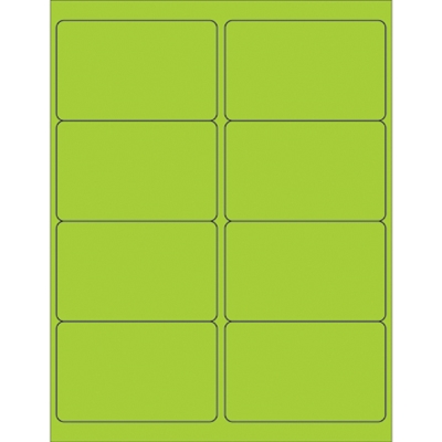 4 x 2 1/2" Fluorescent Green Rectangle Laser Labels - 800/Case