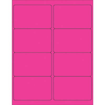 4 x 2 1/2" Fluorescent Pink Rectangle Laser Labels - 800/Case