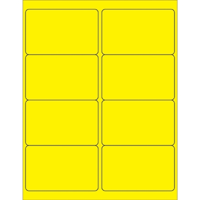 4 x 2 1/2" Fluorescent Yellow Rectangle Laser Labels - 800/Case