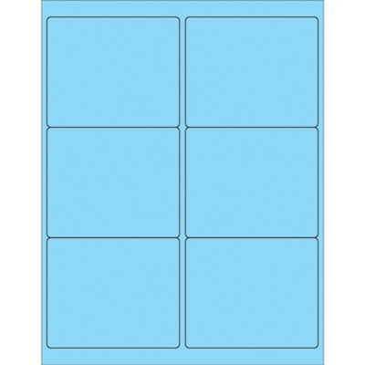 4 x 3 1/3" Fluorescent Pastel Blue Rectangle Laser Labels - 600/Case