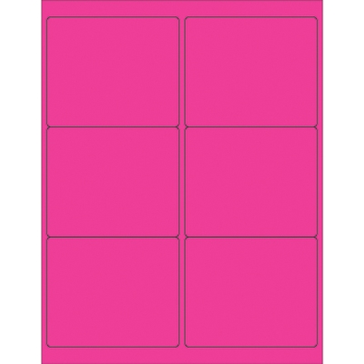 4 x 3 1/3" Fluorescent Pink Rectangle Laser Labels - 600/Case