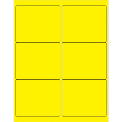 4 x 3 1/3" Fluorescent Yellow Rectangle Laser Labels - 600/Case