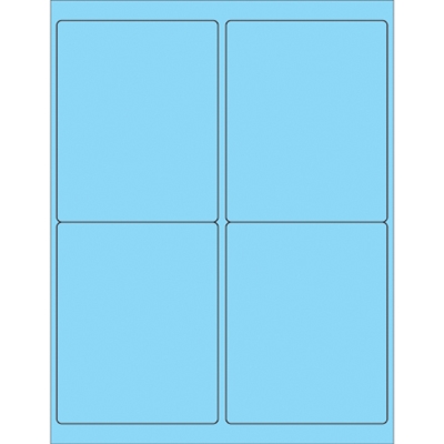 4 x 5" Fluorescent Pastel Blue Rectangle Laser Labels - 400/Case