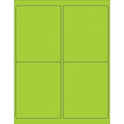 4 x 5" Fluorescent Green Rectangle Laser Labels - 400/Case