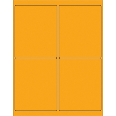 4" x 5" Fluorescent Orange Rectangle Laser Labels - 400/Case