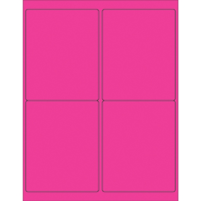 4 x 5" Fluorescent Pink Rectangle Laser Labels - 400/Case