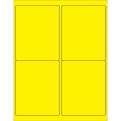 4 x 5" Fluorescent Yellow Rectangle Laser Labels - 400/Case